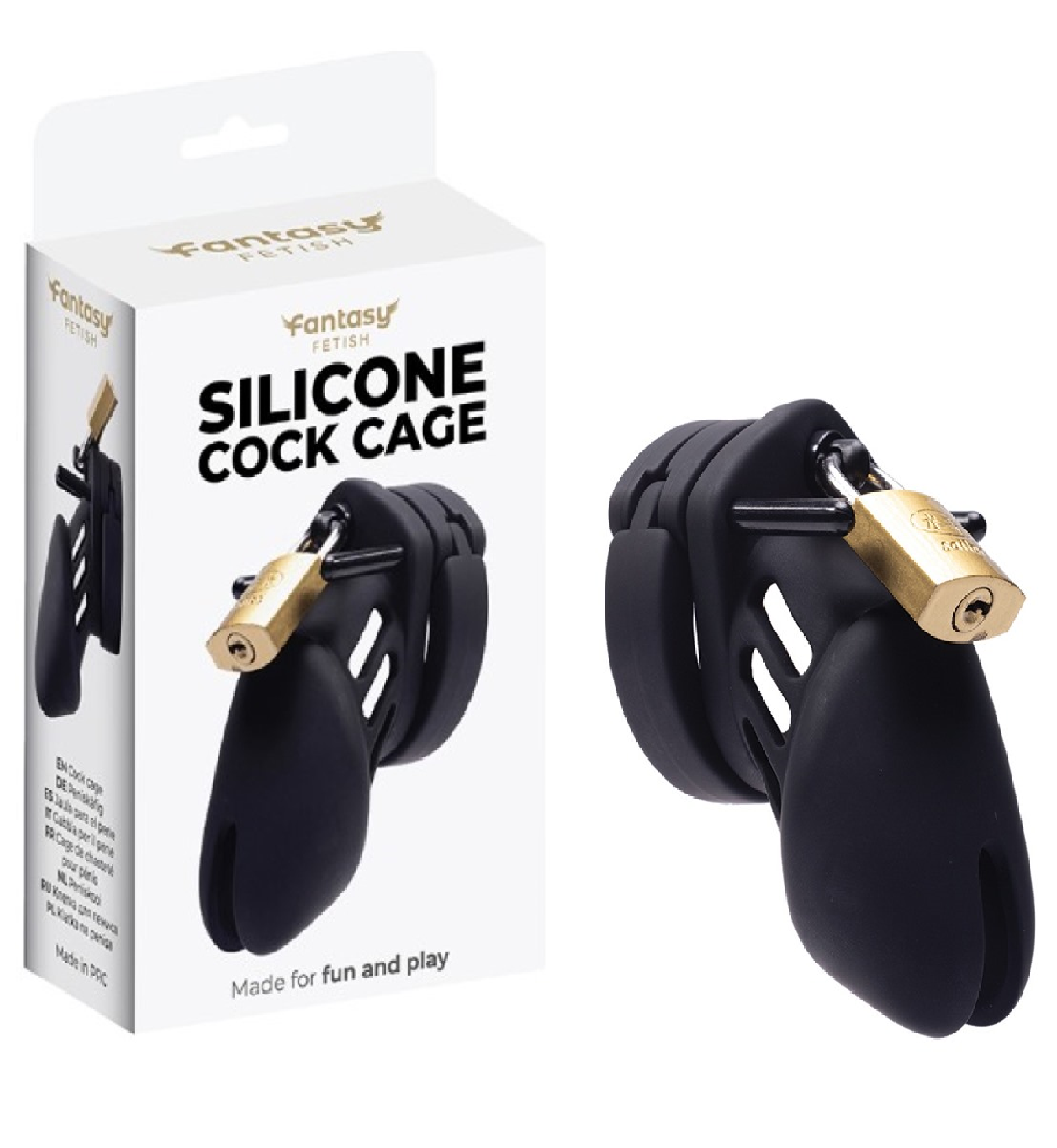 Silikonski kavez za penis sa katancem i 4 prstena   FT001162